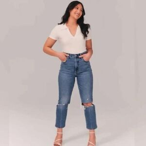 Abercrombie and fitch curve love ankle straight ultra high rise jeans